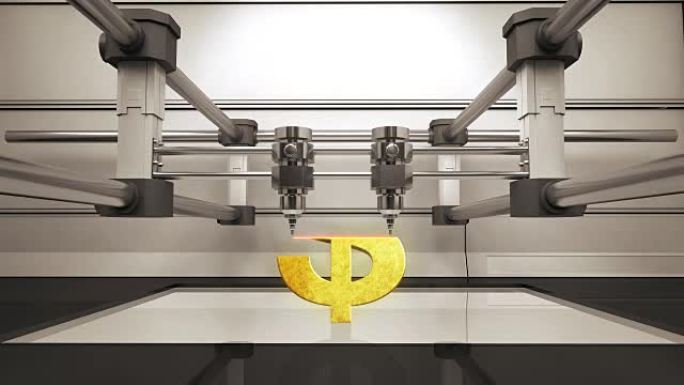 3D打印机制作美元货币黄金标志，3D扫描仪