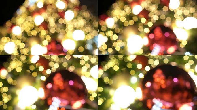 散焦圣诞树装饰灯。