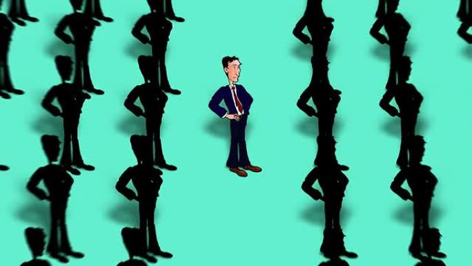 在一群剪影副本中，独立的卡通主管