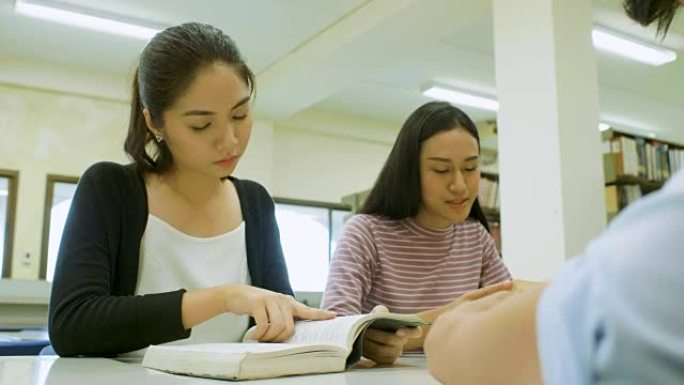 亚洲女学生专心读书