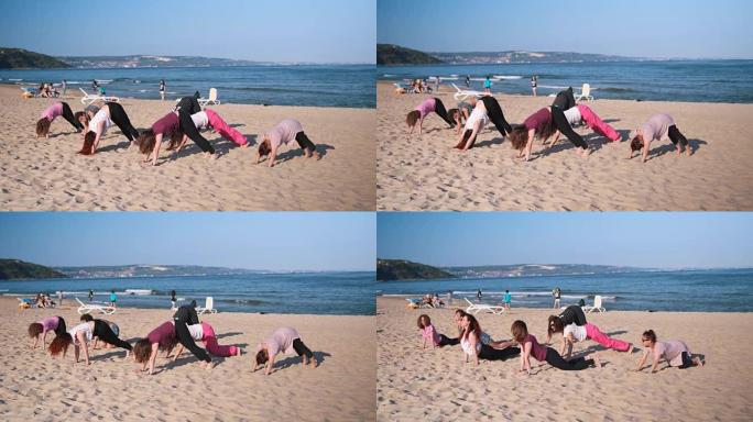 在海滩上放松瑜伽