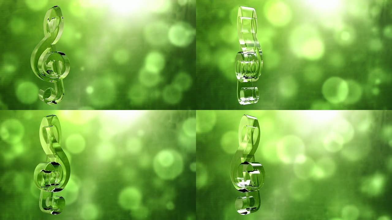 玻璃音乐符号Spin Background Loop-纹理绿色
