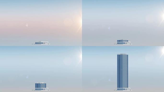 Building Skyscraper in Time-lapse. Sun is Rising. 