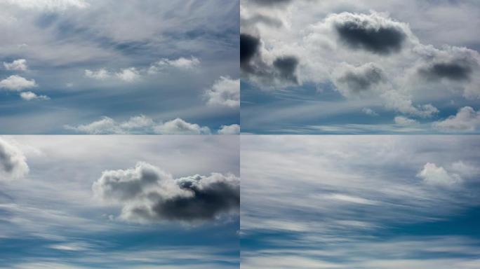 云在蓝天上滚动的延时航拍