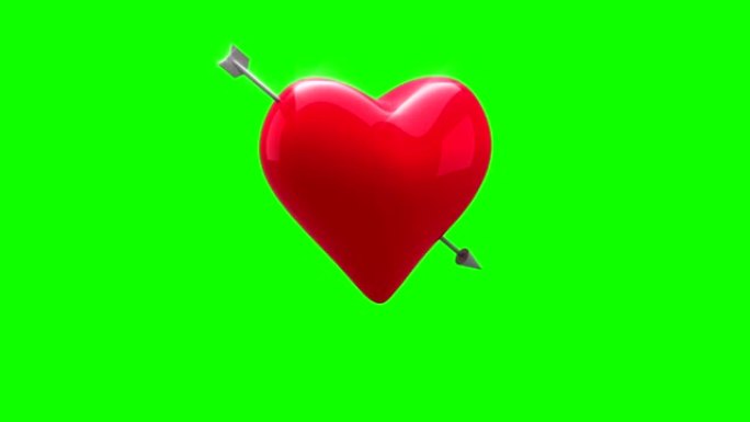 绿色背景上有箭头的红心