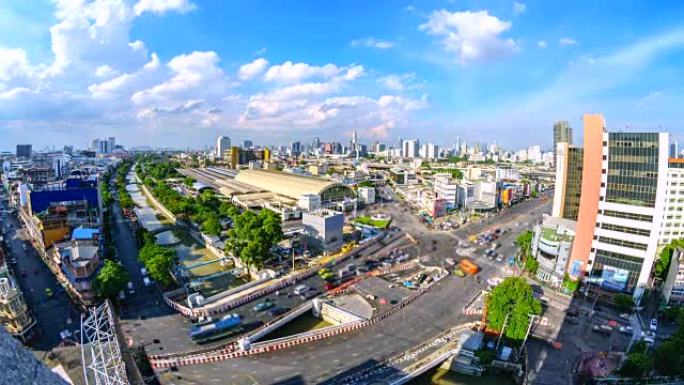 4K.泰国曼谷华兰蓬火车站的延时交通前沿