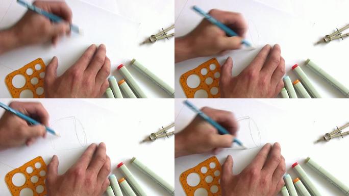 用铅笔“HD”划线