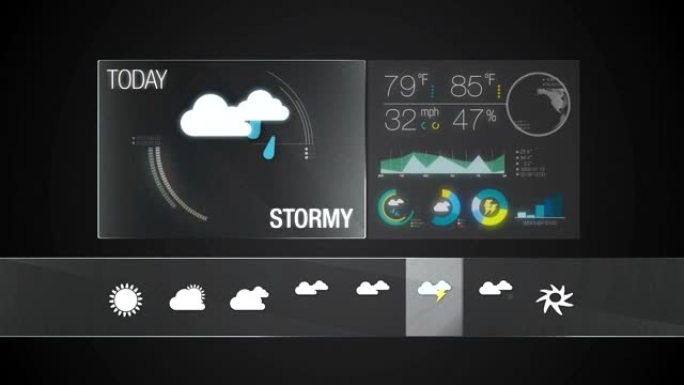 暴风雨，天气图标集动画