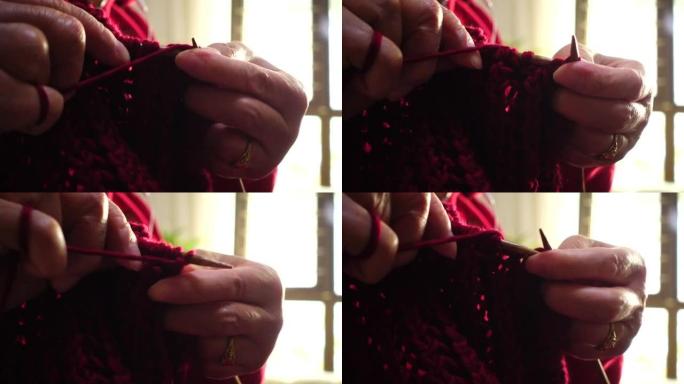 女人手工编织
