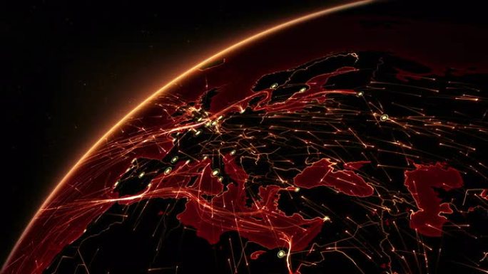 地球连接。欧洲。红色。