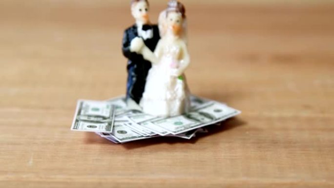 微型新娘夫妇保持美元