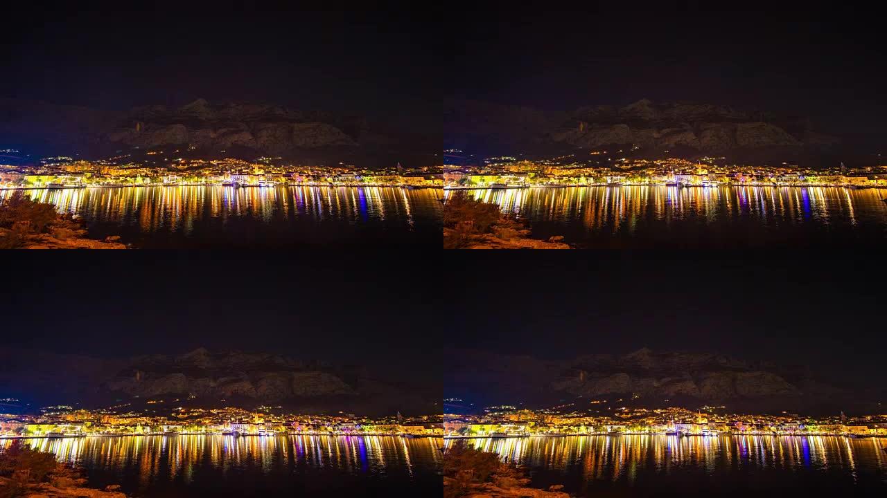 WS Time lapse在克罗地亚夜间照亮了马卡尔斯卡海岸