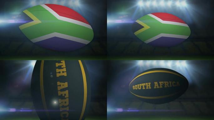 带有闪光灯的体育场中的南非橄榄球