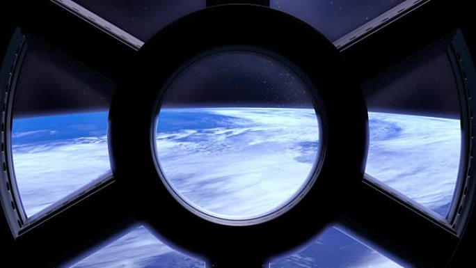 从国际空间站ISS的窗口看到的地球。时间表。快速移动。