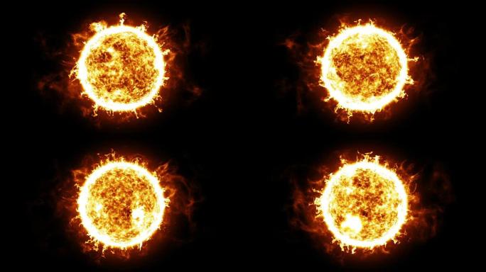 太阳有太阳的突起和爆炸。高清1080。循环动画。