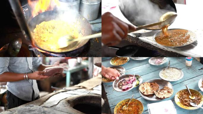 短片展示了印度美食的准备和人们的饮食