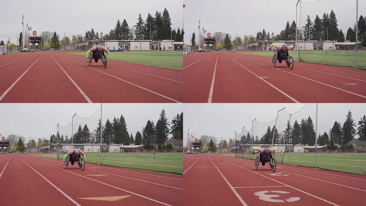 适应性运动员训练的慢动作镜头