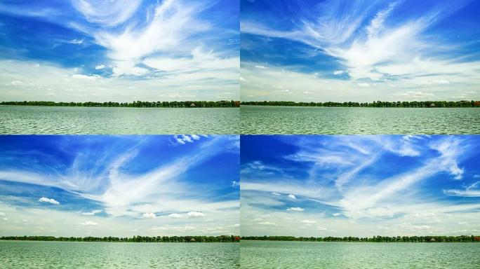 天空和水的自然景观，（延时拍摄）