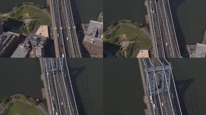 天线: 繁忙的曼哈顿大桥高速公路从布鲁克林延伸到纽约市