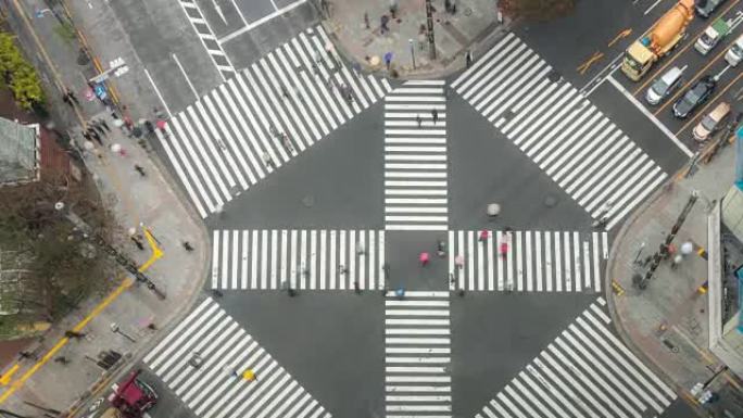 延时: 鸟瞰图行人在银座横穿日本东京