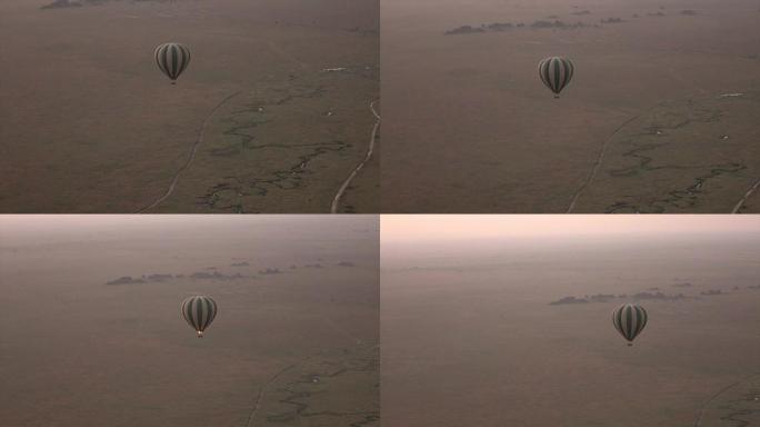 空中: 在无尽的塞伦盖蒂平原上高高地漂浮