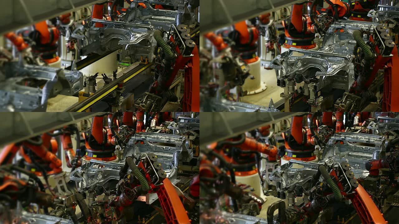机器人在车身上焊接