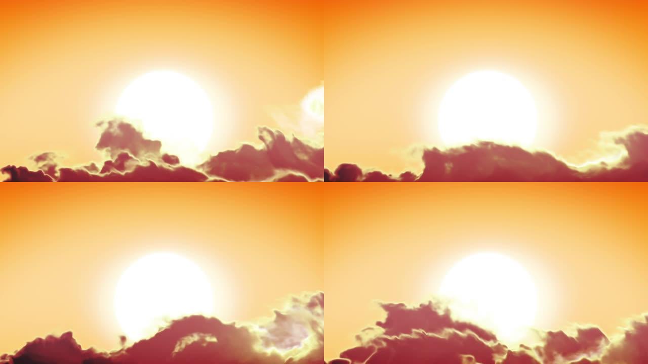美丽干净的日出，阳光灿烂。循环动画。高清1080。