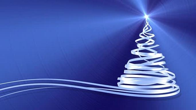 白色磁带在蓝色金属背景上的圣诞树