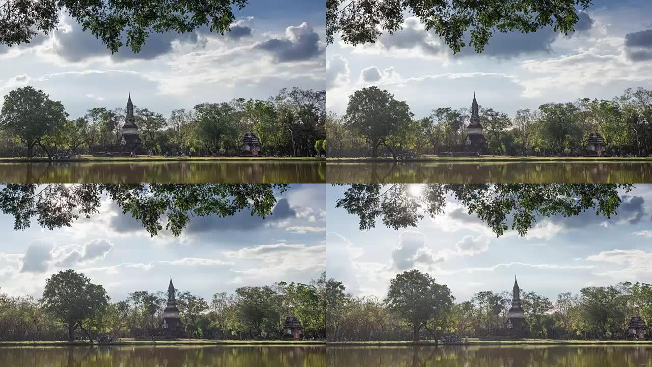 4k延时摄影，位于泰国素可泰历史公园的翠昌寺。