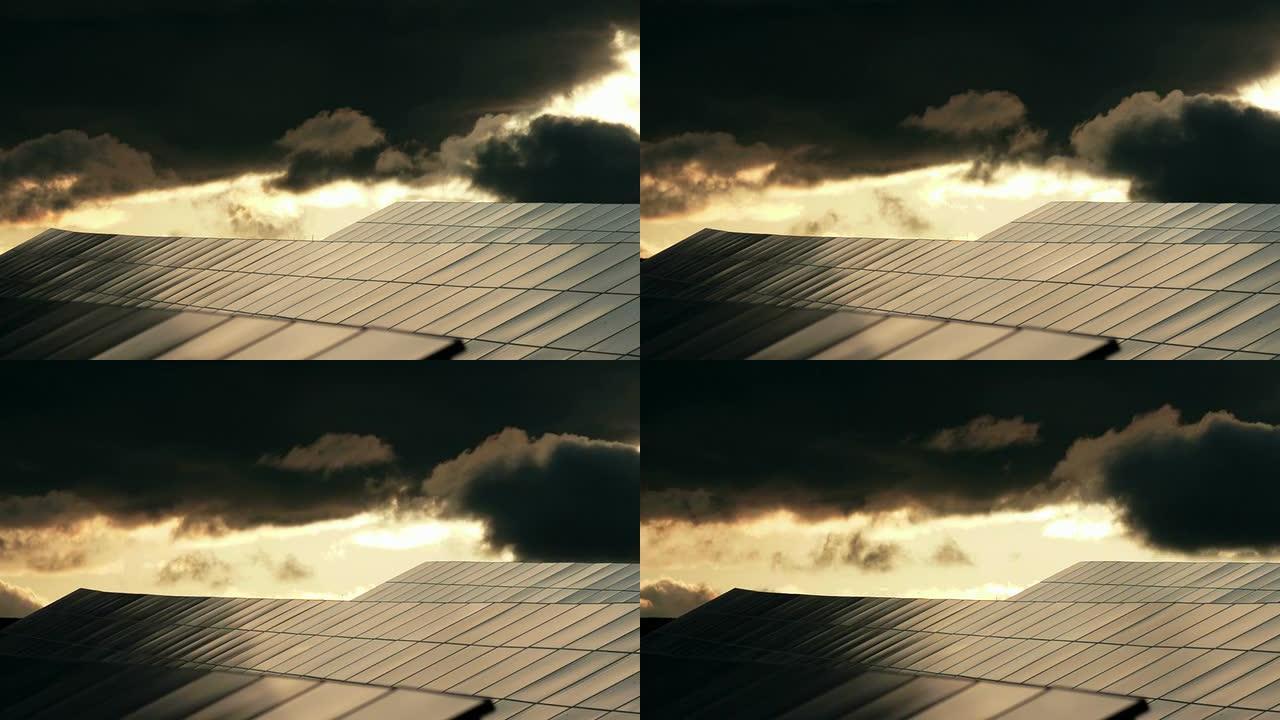 T/L太阳能公园对抗戏剧性的天空多莉镜头
