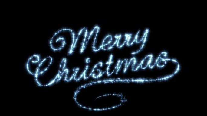 圣诞快乐美丽的文字动画孤立在黑色背景上。天空中的星星。高清1080。