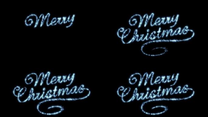 圣诞快乐美丽的文字动画孤立在黑色背景上。天空中的星星。高清1080。