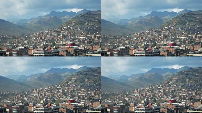 背景为大型山丘的南美城市