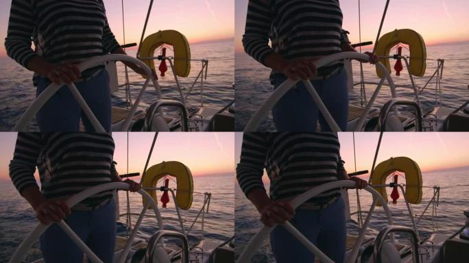MS在日落时驾驶帆船