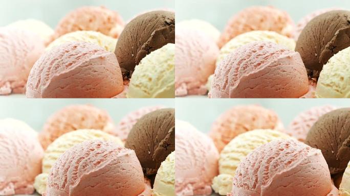 特写，五颜六色的冰淇淋球