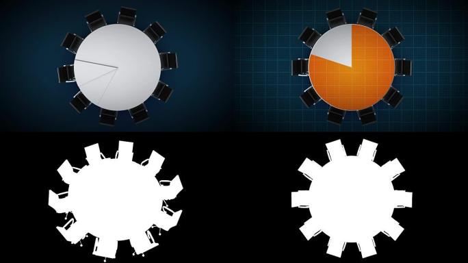 会议表变化饼图，显示80%。业务空间。
