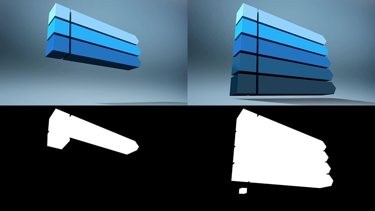 五个正方形的介绍标题框图表，演示模板。版本1