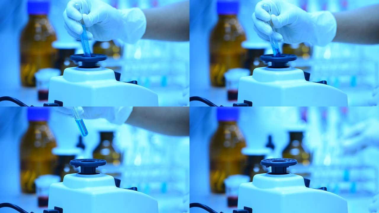 实验室混合液体实验室特写做实验研发