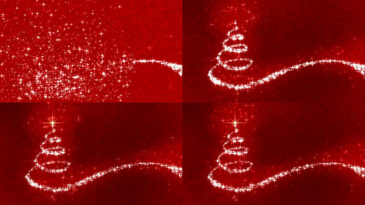 红色背景上的抽象圣诞树