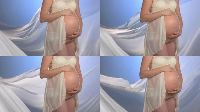 高清超慢动作: 孕妇穿内衣