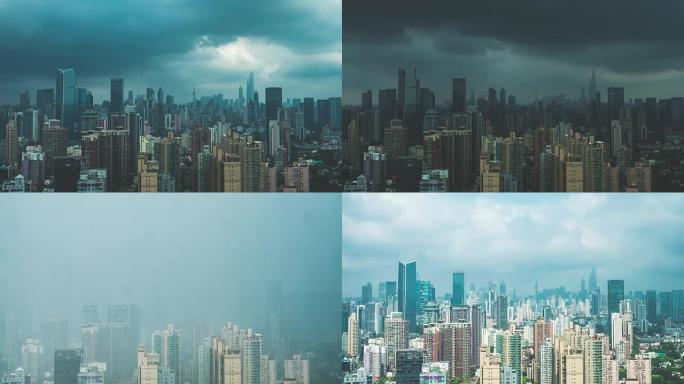 中国上海的降雨时间流逝
