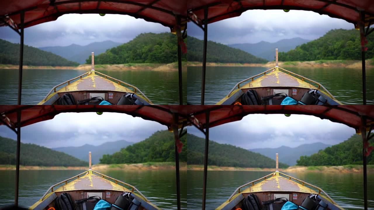 泰国旅游船的4k视图。