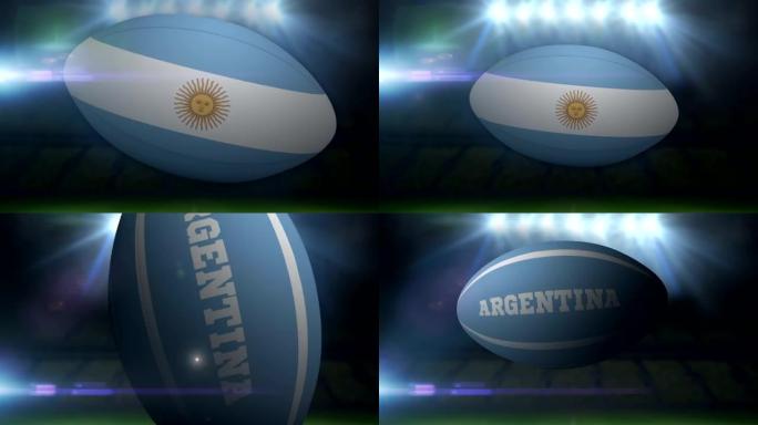 体育场内闪烁的阿根廷橄榄球