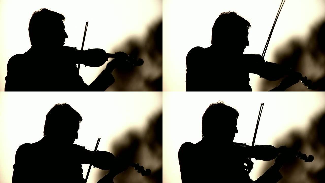 高清: 小提琴手的剪影