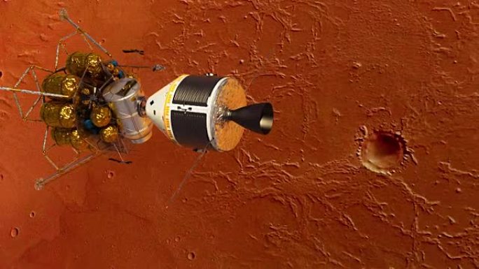 在火星上解开空间站和着陆器