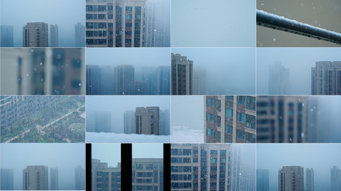 【4K】暴雪灾难城市下雪电影感空镜头