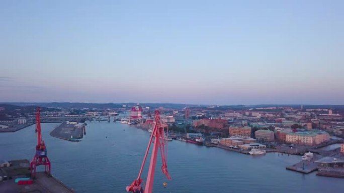 瑞典哥德堡市日落时的空中射击