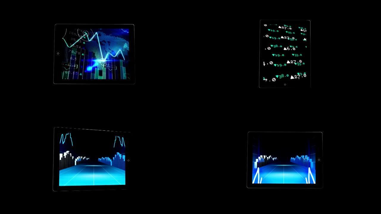 显示股票和股票的平板电脑屏幕