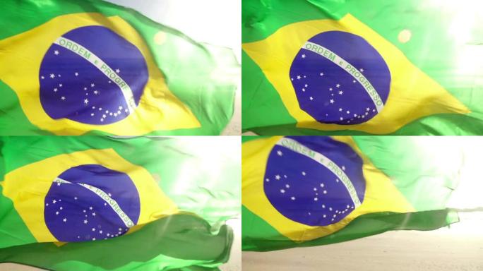 巴西国旗在慢动作中挥舞
