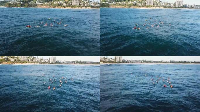 集体冲浪课。澳大利亚海岸